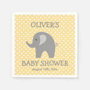 Geel en grijs schattig olifant baby shower servett servetten