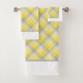 Geel en grijs speldenstaaf bad handdoek (Insitu)