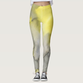 Geel en grijs Stropdas-kleurstof Leggings