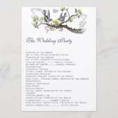 Geel en grijs  Tortelduifjes bruiloft Programmakaart (Achterkant)