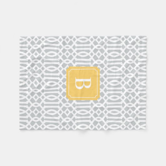 Geel en grijs Trellis | Fleece Blanket (Voorkant (Horizontaal))