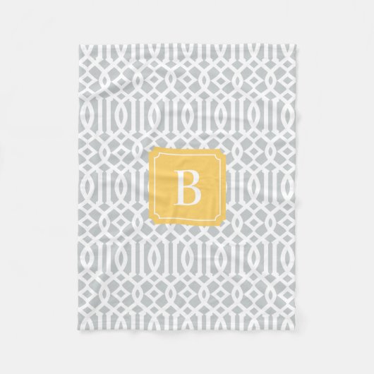 Geel en grijs Trellis | Fleece Blanket Deken (Voorkant)