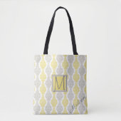 Geel en grijs Trendy Monogram Tote Bag (Voorkant)