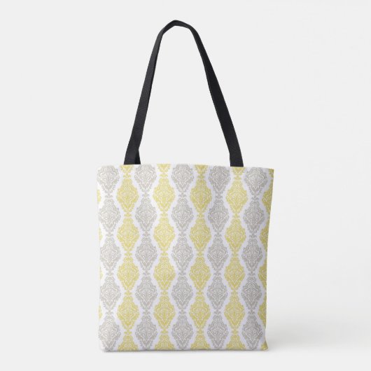 Geel en grijs Trendy Monogram Tote Bag (Achterkant)