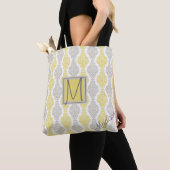 Geel en grijs Trendy Monogram Tote Bag (Dichtbij)