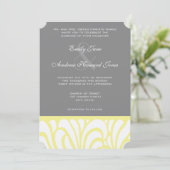 Geel en grijs trilpatroon uitnodiging (Staand voorkant)