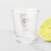 Geel en grijs twee foto sparen de Datum Shot Glas (Achterkant)
