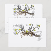 Geel en grijs vintage liefdesvogel rustieke countr RSVP kaartje (Voorkant / Achterkant)