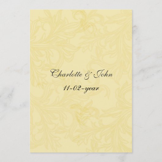 Geel en grijs  Vlaams huwelijk Menu (Achterkant)