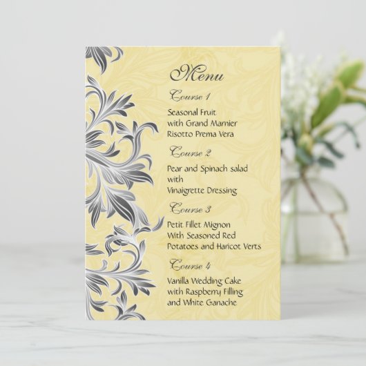 Geel en grijs  Vlaams huwelijk Menu (Staand voorkant)