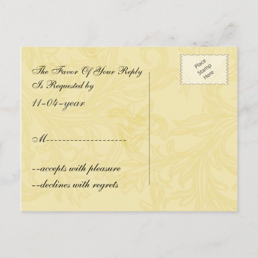 Geel en grijs  Vlaams huwelijk Uitnodiging Briefkaart (Achterkant)