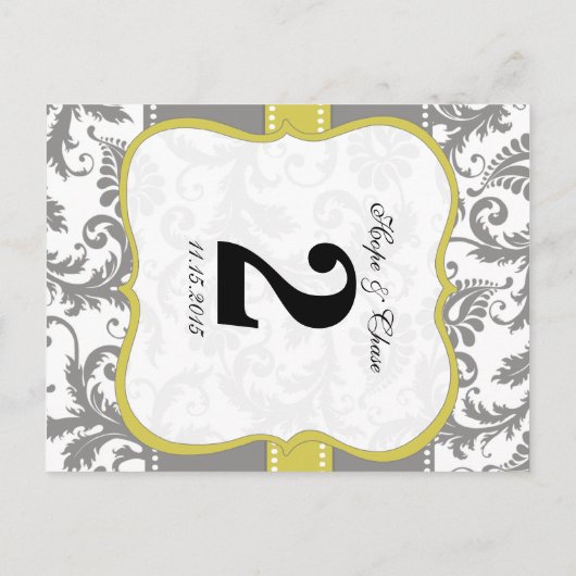 Geel en grijs vogel Damask Briefkaart (Achterkant)