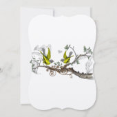 Geel en grijs  vogelhuwelijk uitnodigen kaart (Achterkant)