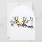 Geel en grijs vogelhuwelijk uitnodigen kaart (Achterkant)