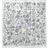 Geel en grijs vogelpatroon douchegordijn (Voorkant)