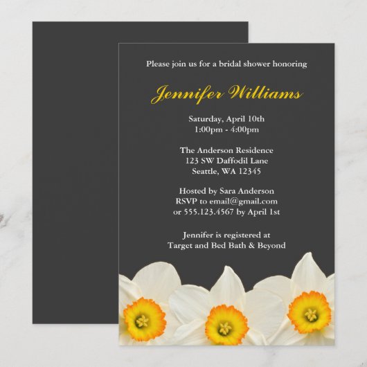 Geel en grijs Vrijgezellenfeest met deffodil Kaart (Voorkant / Achterkant)