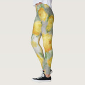  Geel en Grijs Waterverf Bloemen Leggings (Links)