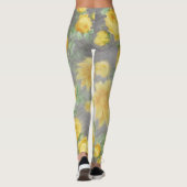  Geel en Grijs Waterverf Bloemen Leggings (Achterkant)