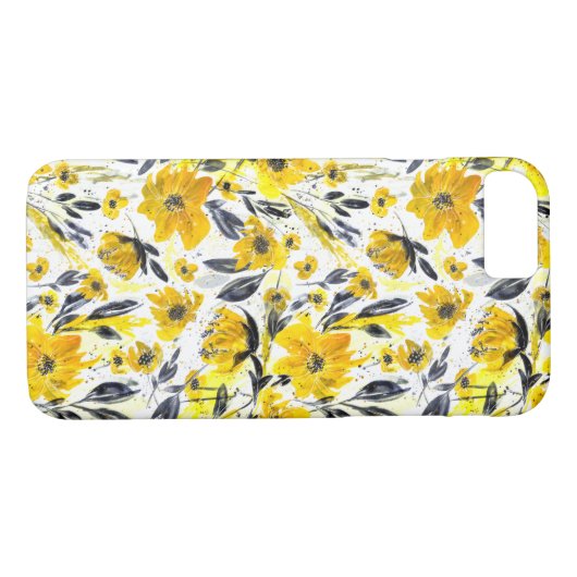 Geel en grijs Waterverf Case-Mate iPhone Case (Achterkant (Horizontaal))