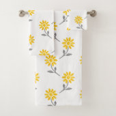 Geel en grijs Waterverf Daisy Pattern Bad Handdoek (Insitu)