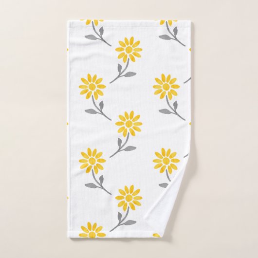 Geel en grijs Waterverf Daisy Pattern Bad Handdoek (Handdoek)
