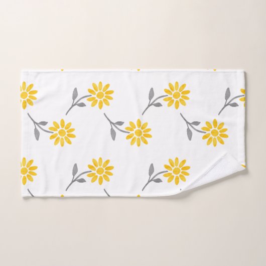 Geel en grijs Waterverf Daisy Pattern Bad Handdoek (Handdoek)