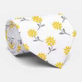 Geel en grijs Waterverf Daisy Pattern Stropdas (Opgerold)