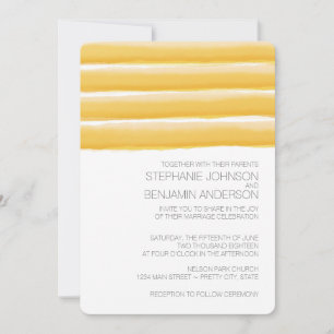 Geel en grijs Waterverf Stripes Wedding Kaart