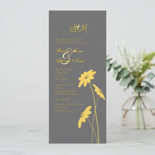Geel en grijs wilde bloemen Weddenschap Kaart (Staand voorkant)