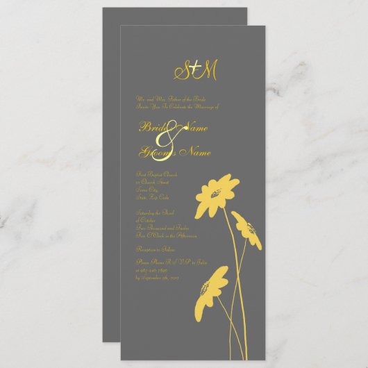 Geel en grijs wilde bloemen Weddenschap Kaart (Voorkant / Achterkant)