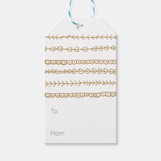 Geel en grijs Zig Zag Pattern Cadeaulabel (Voorkant)