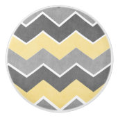 Geel en grijs Zig Zag Pattern Keramische Knop (Voorkant)