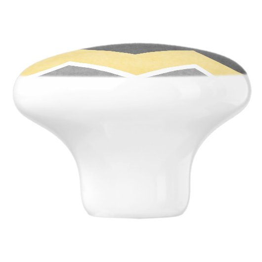 Geel en grijs Zig Zag Pattern Keramische Knop (Zijkant)