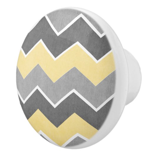 Geel en grijs Zig Zag Pattern Keramische Knop (Rechts)