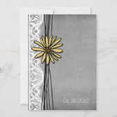  Geel en Grijze Daisy Wedding Uitnodiging (Achterkant)