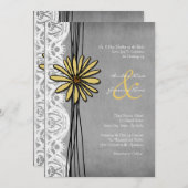  Geel en Grijze Daisy Wedding Uitnodiging (Voorkant / Achterkant)