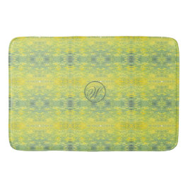 Geel en groen abstract design monogram badmat