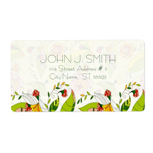 Geel en groen Abstract Floral-Address Label Retro (Voorkant)