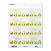 Geel en groen Abstract Floral-Address Label Retro (Full Sheet)