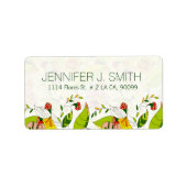 Geel en groen Abstract Floral-Address Label Retro (Voorkant)