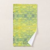 Geel en groen abstract ontwerp bad handdoek (Handdoek)