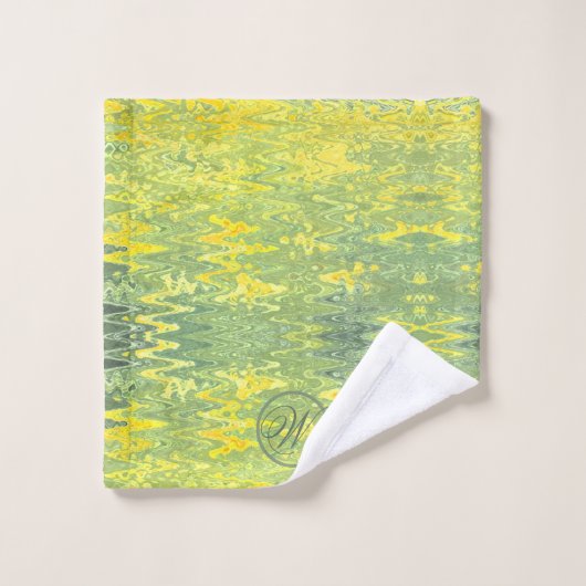 Geel en groen abstract ontwerp bad handdoek (Wasdoekje)