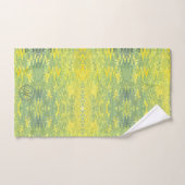 Geel en groen abstract ontwerp bad handdoek (Handdoek)