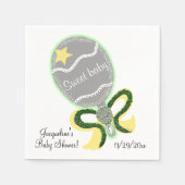 Geel en groen Baby Rattle Sweet Baby shower Servetten (Voorkant)