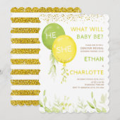 Geel en groen Baby shower Kaart (Voorkant / Achterkant)