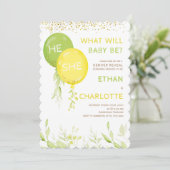 Geel en groen Baby shower Kaart (Staand voorkant)