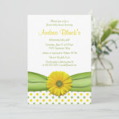 Geel en Groen Baby shower Polka Dots Invitation Kaart (Staand voorkant)