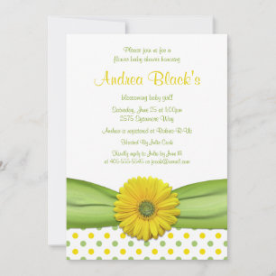 Geel en Groen Baby shower Polka Dots Invitation Kaart