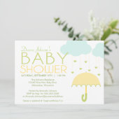 Geel en groen Baby shower Uitnodiging (Staand voorkant)