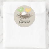 Geel en Groen Baby Vogelnest | BABY SHOWER Ronde Sticker (Tas)